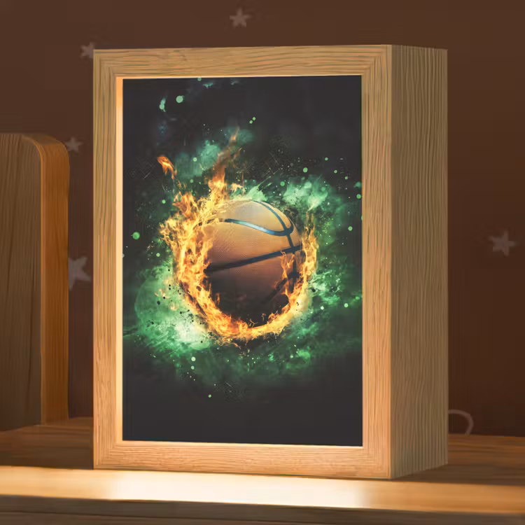 Nachtlampje - Basketbal - Vuur - Vlammen - Groen — 1