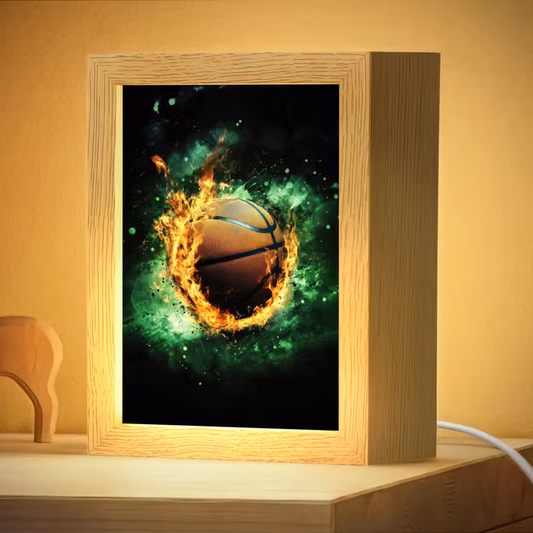 Nachtlampje - Basketbal - Vuur - Vlammen - Groen — 4