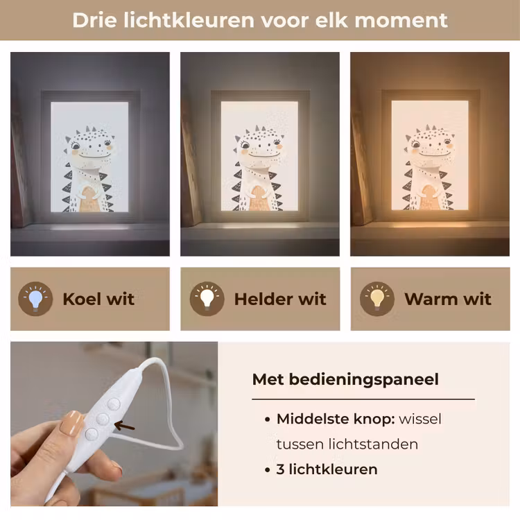 Nachtlampje - Dinosaurus - Pastel kleuren — 5