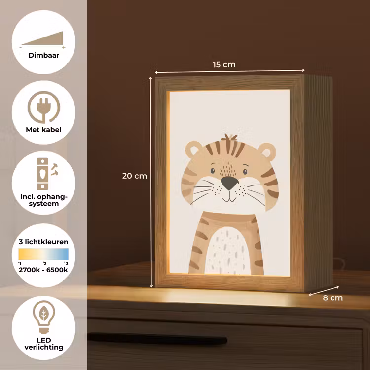 Nachtlampje - Tijger - Wilde dieren - Pastel — 2