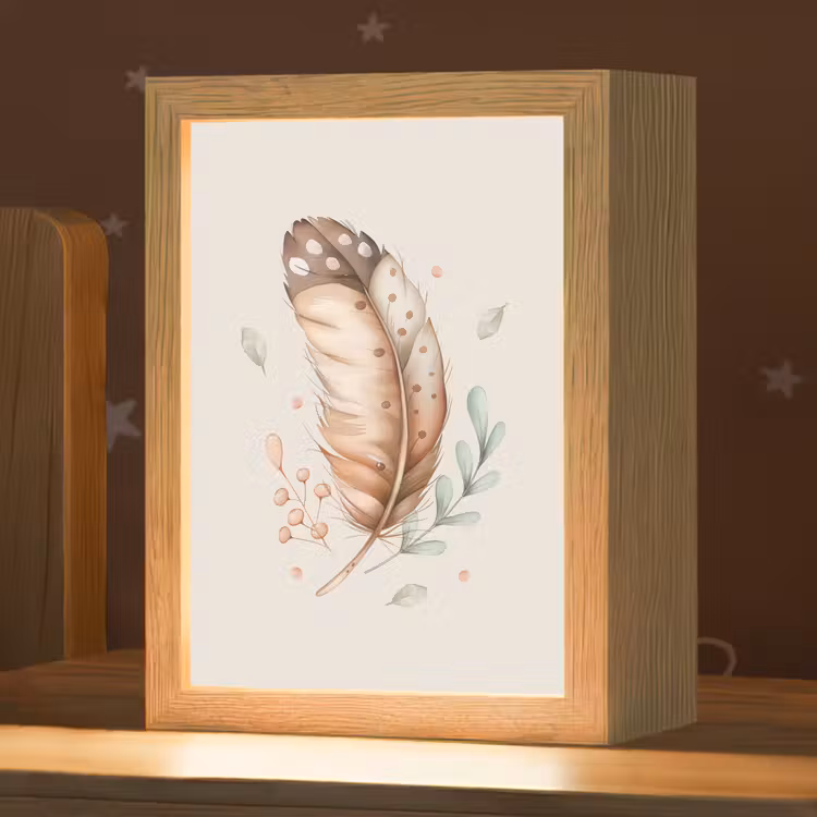 Nachtlampje - Veer - Bohemian - Boho - Pastel kleuren — 1