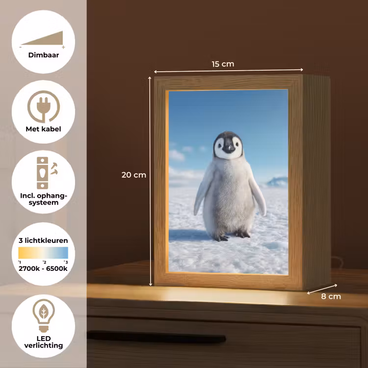Nachtlampje - Pinguïn - Sneeuw - Landschap - Wit — 2
