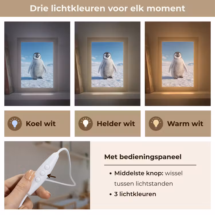 Nachtlampje - Pinguïn - Sneeuw - Landschap - Wit — 5