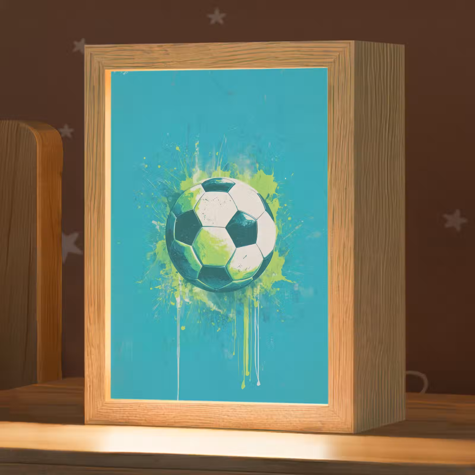 Nachtlampje - Voetbal - Abstract - Verfspatten - Groen — 1
