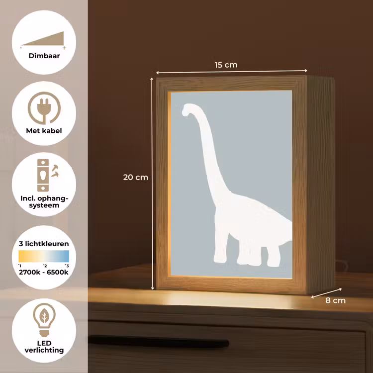 Nachtlampje - Dino - Brachiosaurus - Dinosaurus - Blauw — 2