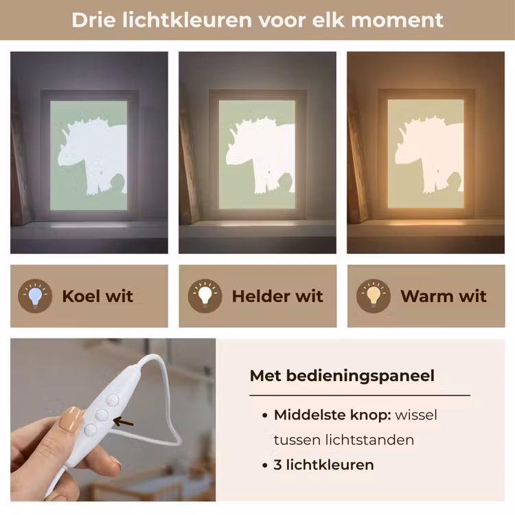 Nachtlampje - Dino - Triceratops - Dinosaurus - Groen — 5