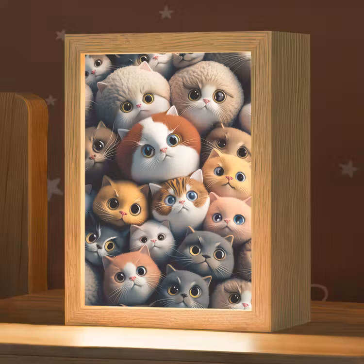 Nachtlampje - Poes - Kat - Design - Bruin - Grijs - Kids — 1