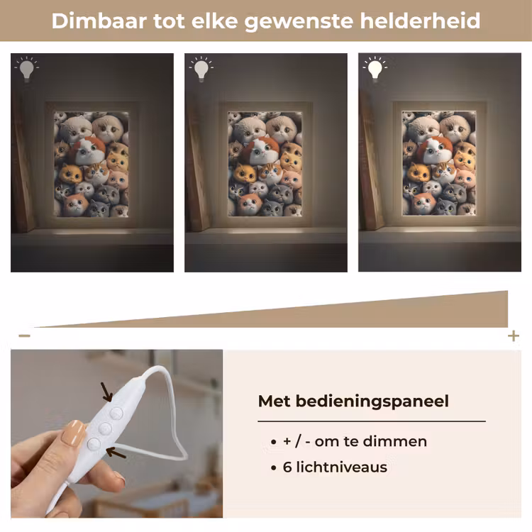Nachtlampje - Poes - Kat - Design - Bruin - Grijs - Kids — 6