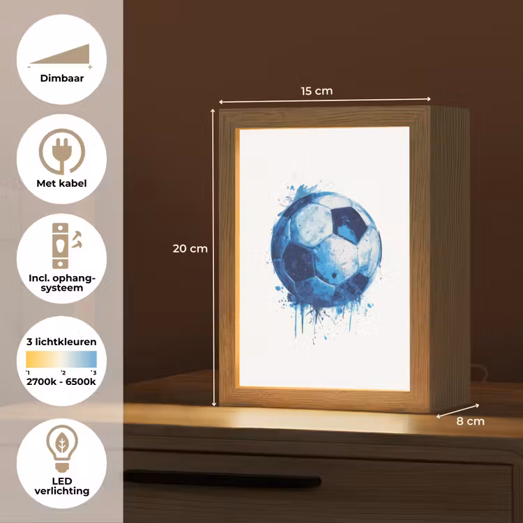 Nachtlampje - Voetbal - Blauw - Inkt - Spatten — 2