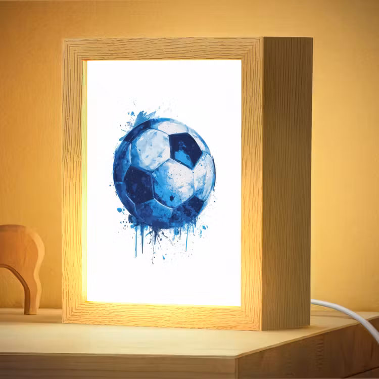 Nachtlampje - Voetbal - Blauw - Inkt - Spatten — 4