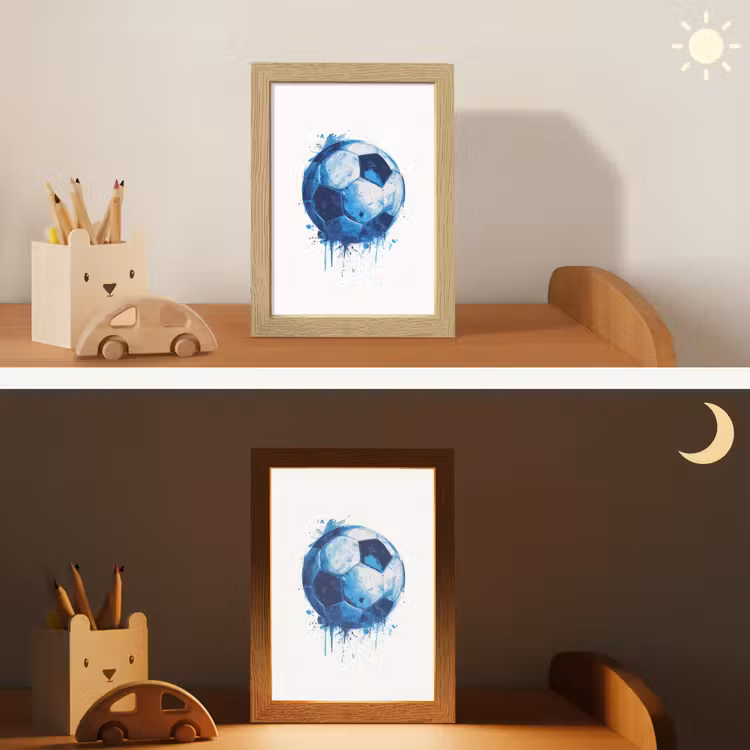 Nachtlampje - Voetbal - Blauw - Inkt - Spatten — 7