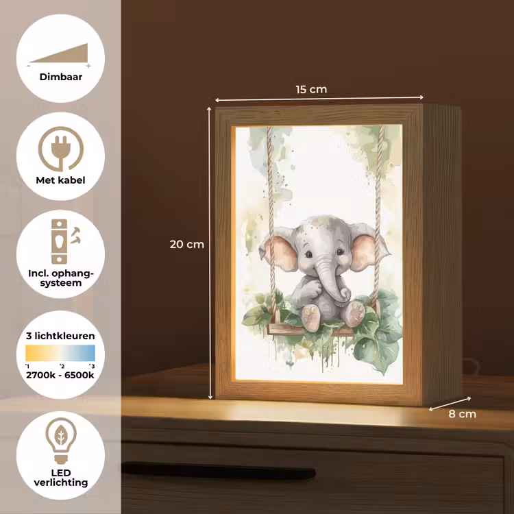 Nachtlampje - Olifant - Dier - Kinderen - Jungle — 2
