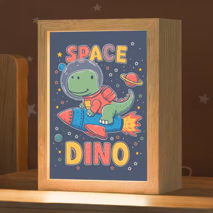 Nachtlampje - Dino - Raket - Kleurrijk — 1