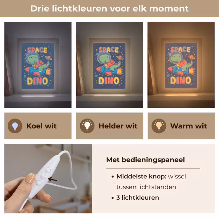 Nachtlampje - Dino - Raket - Kleurrijk — 5