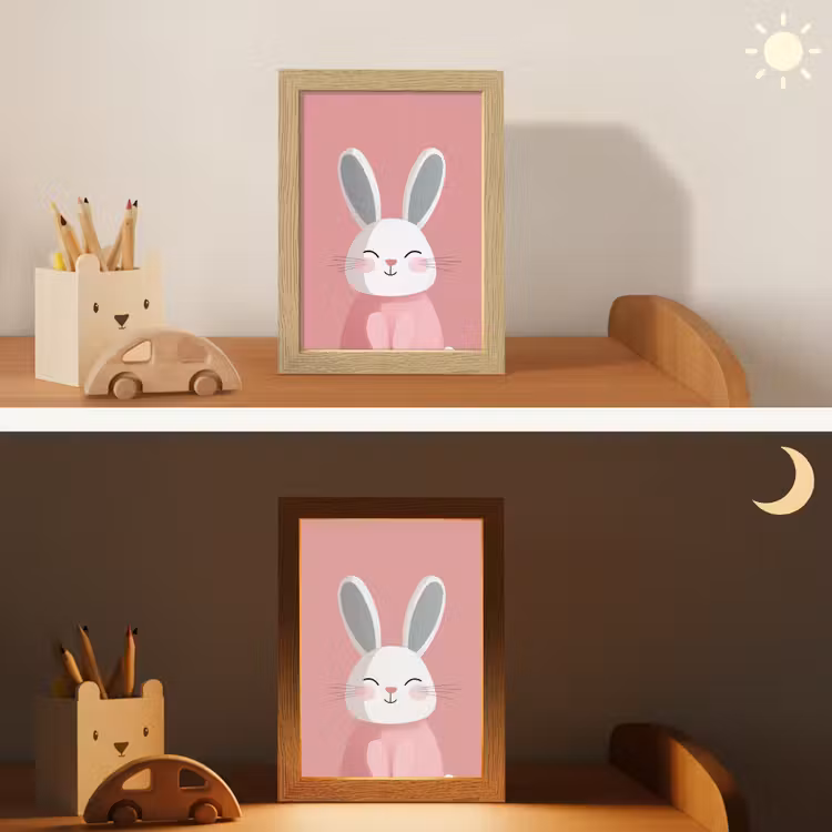 Nachtlampje - Illustratie - Konijn - Roze - Minimalistisch — 7