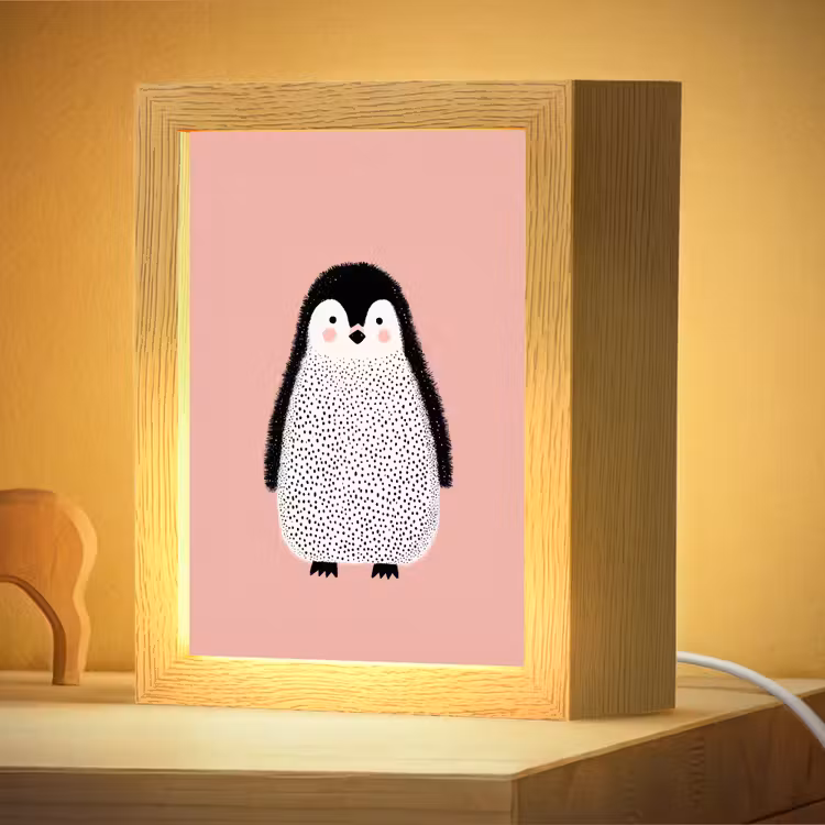 Nachtlampje - Pinguïn - Stippen - Minimalistisch - Roze — 4