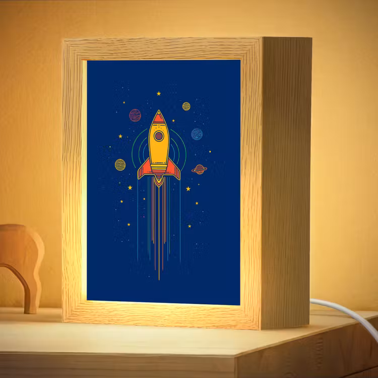 Nachtlampje - Raket - Blauw - Sterren — 4