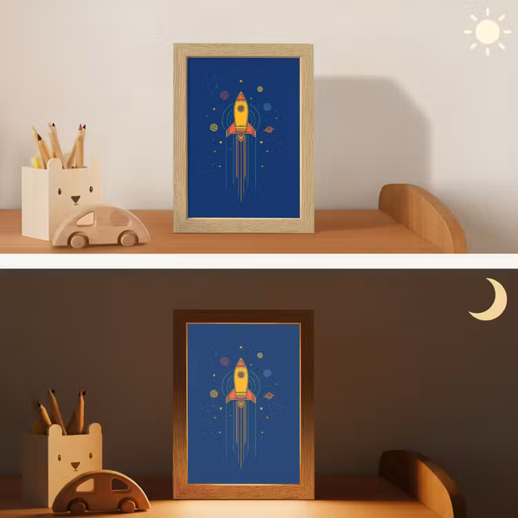 Nachtlampje - Raket - Blauw - Sterren — 7