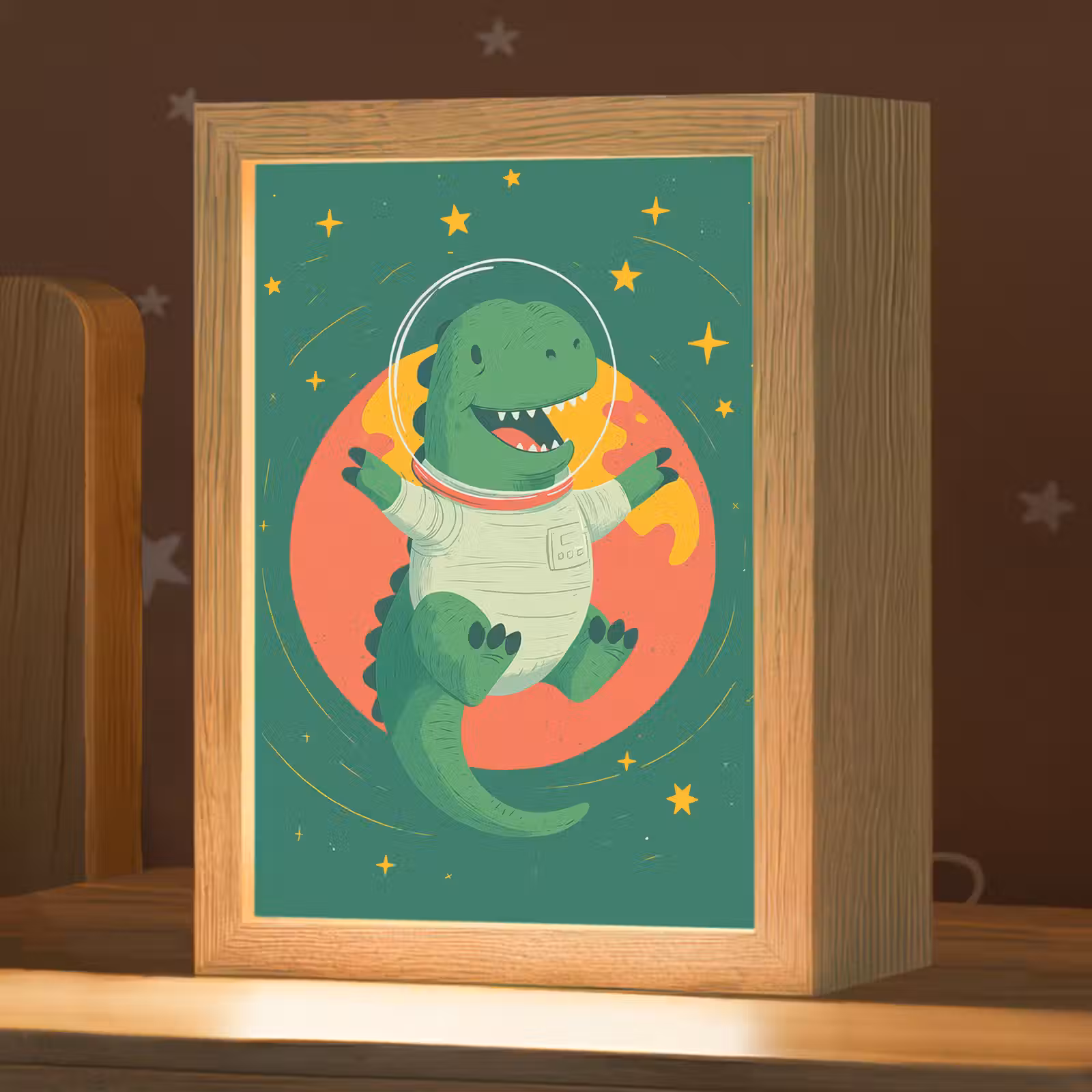 Nachtlampje - Dino - Groen - Planeet — 1