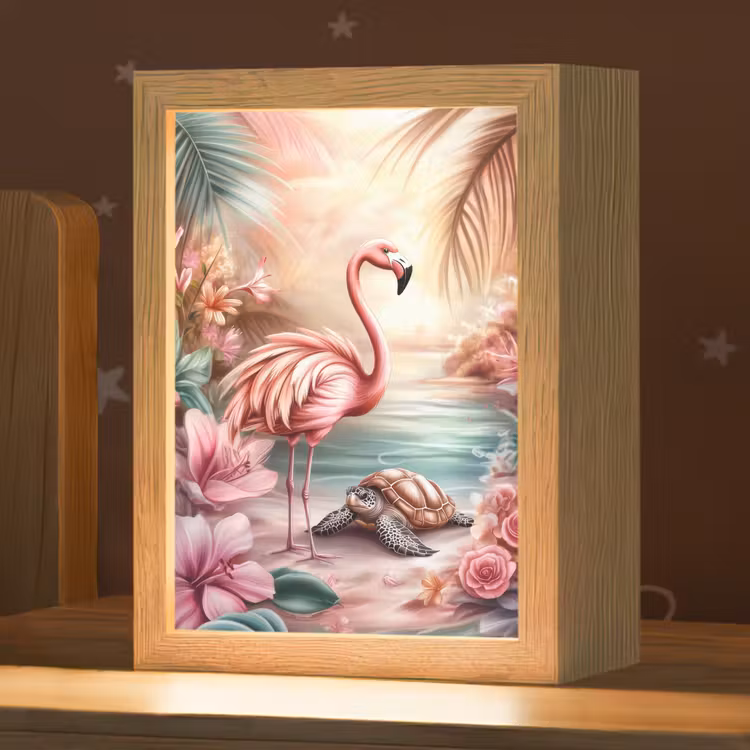 Nachtlampje - Flamingo - Schildpad - Roze — 1