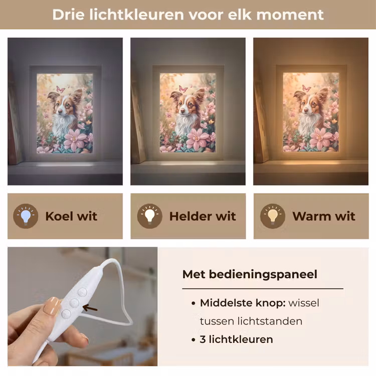 Nachtlampje - Hond - Bloemen - Roze — 5