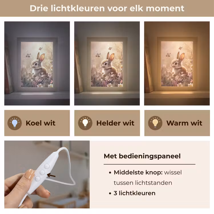 Nachtlampje - Konijntje - Bruin - Bloemen - Vlinders — 5