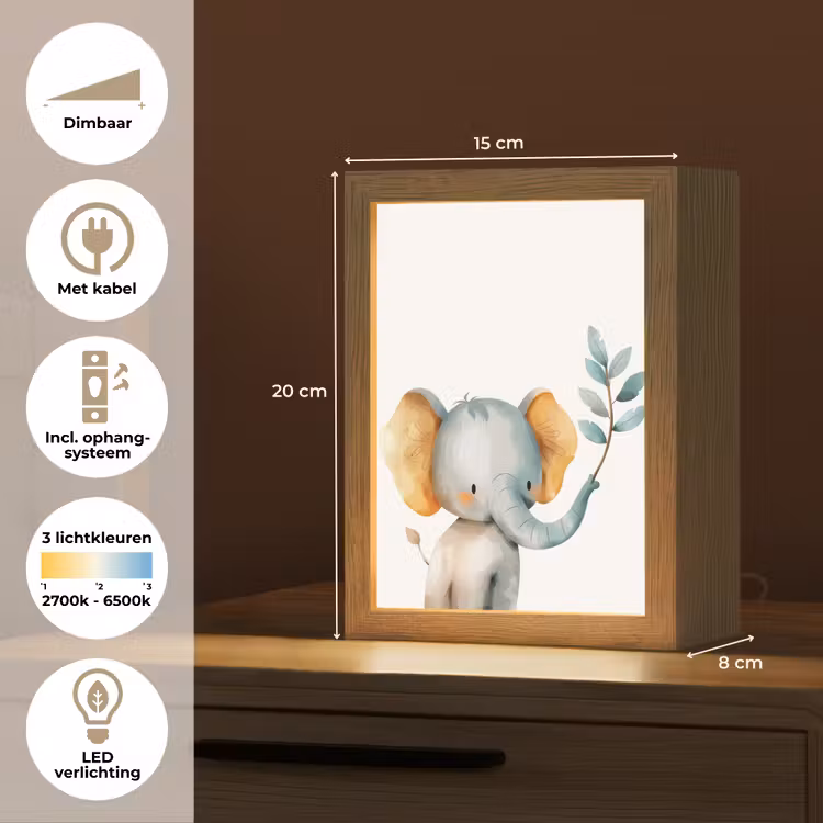 Nachtlampje - Olifant - Dier - Pastel kleuren — 2