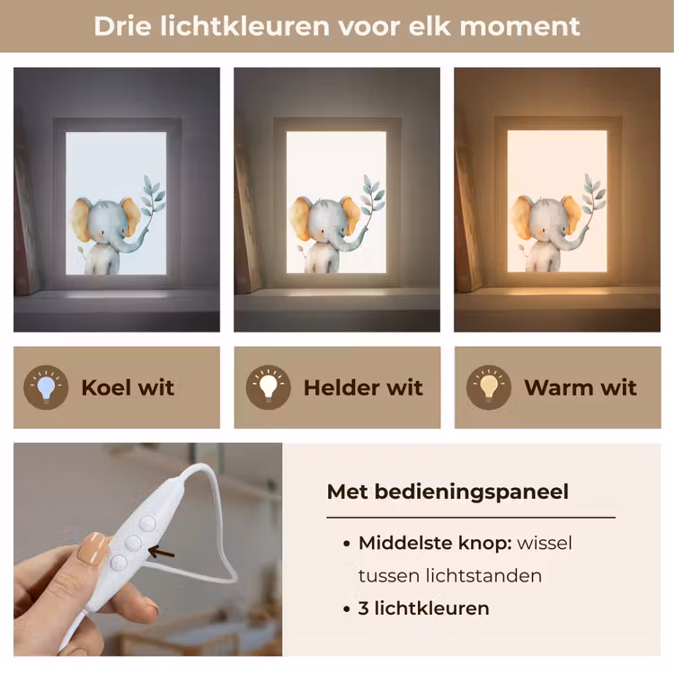 Nachtlampje - Olifant - Dier - Pastel kleuren — 5