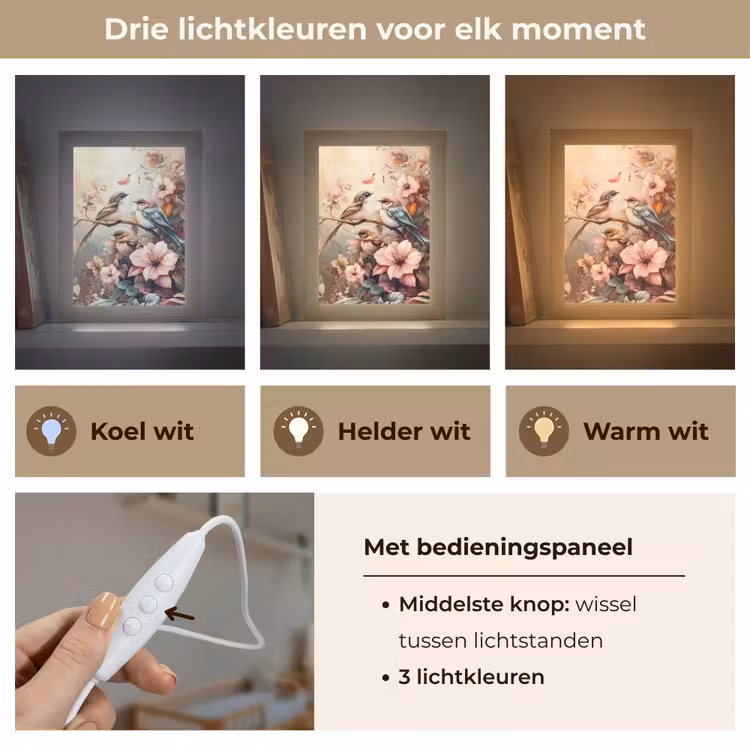 Nachtlampje - Vogels - Bloemen - Roze - Pastel — 5