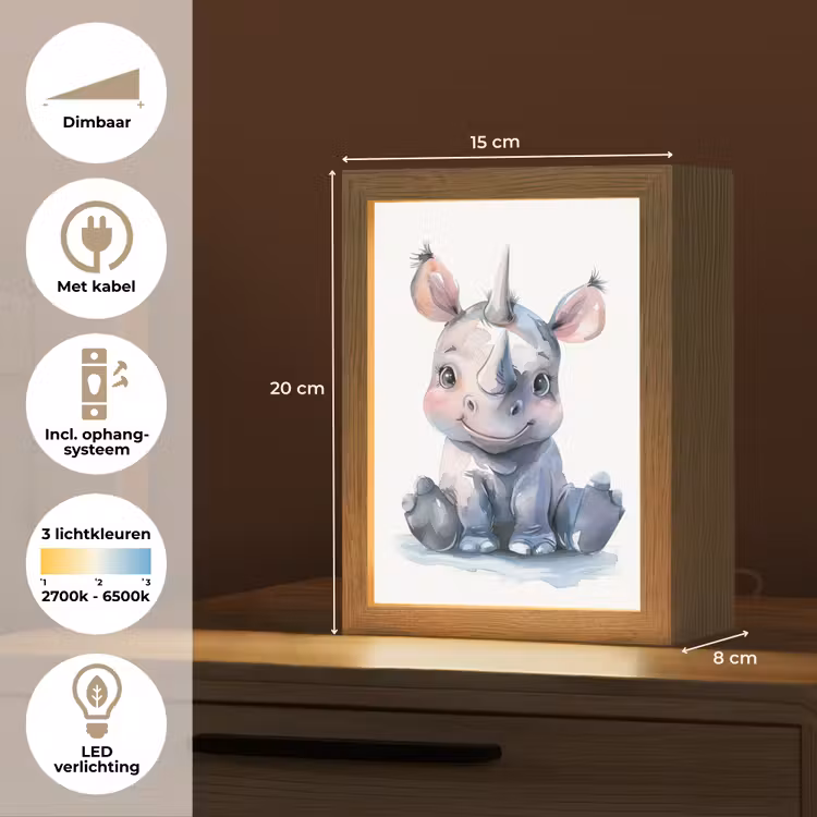 Nachtlampje - Neushoorn - Baby dier - Dieren — 2