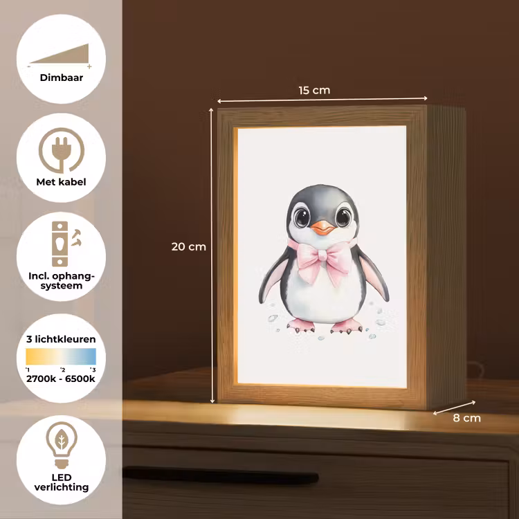 Nachtlampje - Pinguïn - Strikje - Roze - Dier — 2