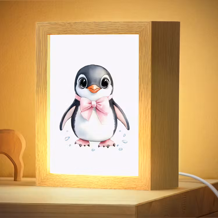 Nachtlampje - Pinguïn - Strikje - Roze - Dier — 4