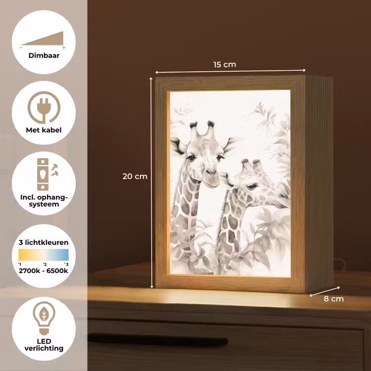 Nachtlampje - Giraffe - Bladeren - Bruin - Jungle - Kind — 2