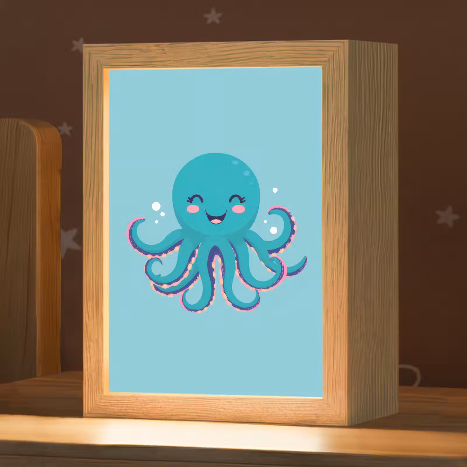 Nachtlampje - Octopus - Blauw - Gezicht — 1