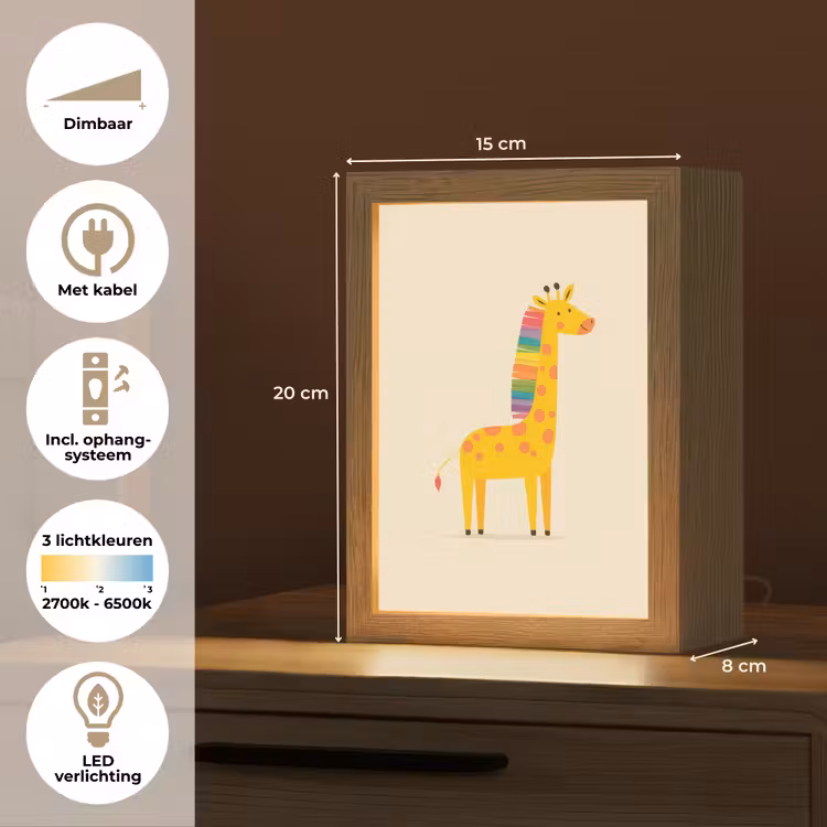 Nachtlampje - Giraffe - Regenboogmanen - Beige — 2