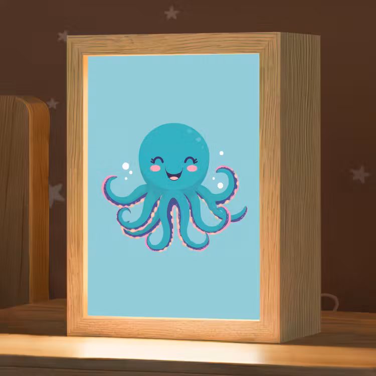 Nachtlampje - Octopus - Blauw - Gezicht — 1