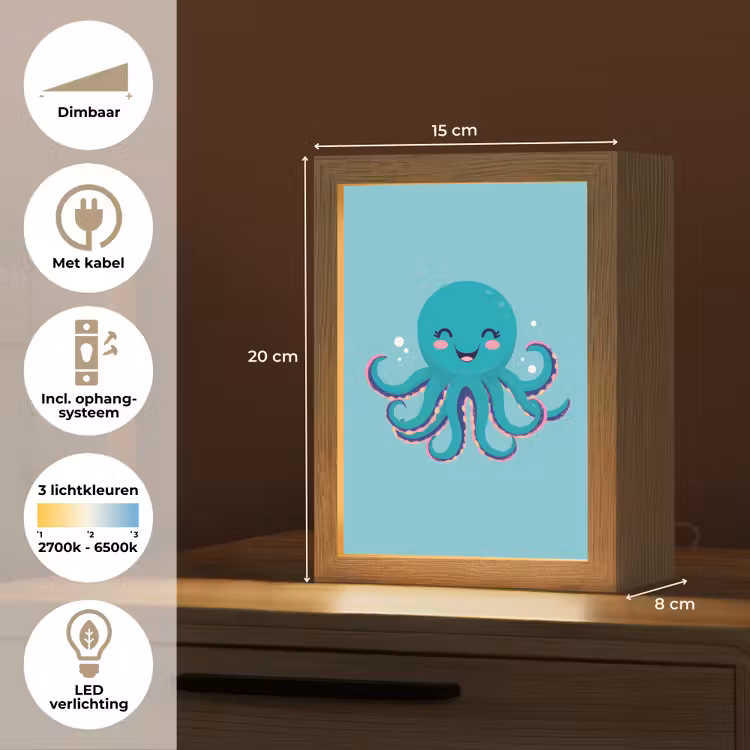Nachtlampje - Octopus - Blauw - Gezicht — 2