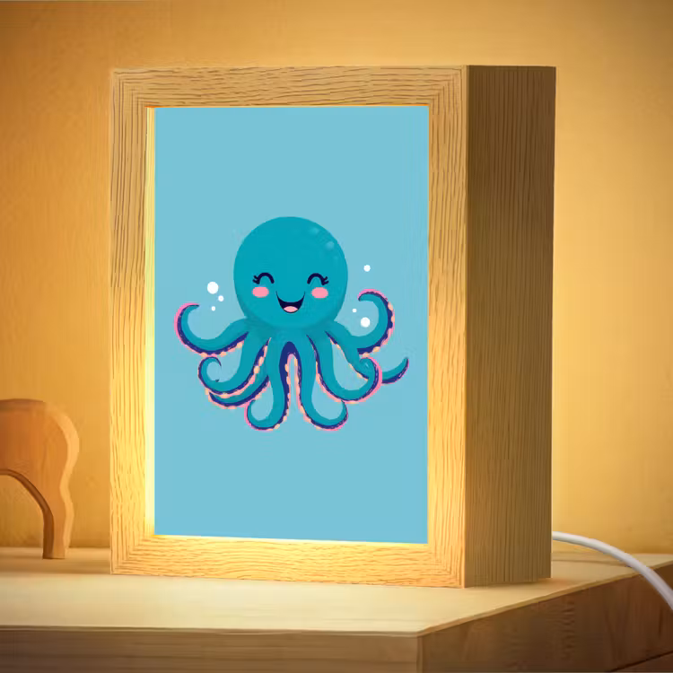 Nachtlampje - Octopus - Blauw - Gezicht — 4