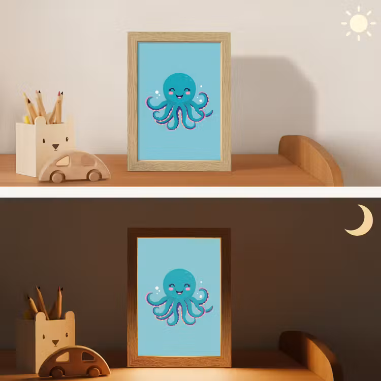 Nachtlampje - Octopus - Blauw - Gezicht — 7