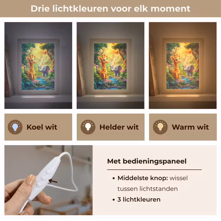 Nachtlampje - Giraf - Olifant - Bloemen - Jungle — 5