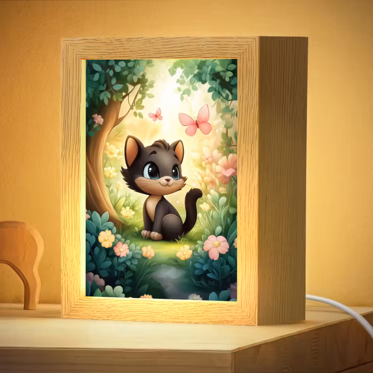 Nachtlampje - Kat - Zwart - Bos - Vlinders — 4
