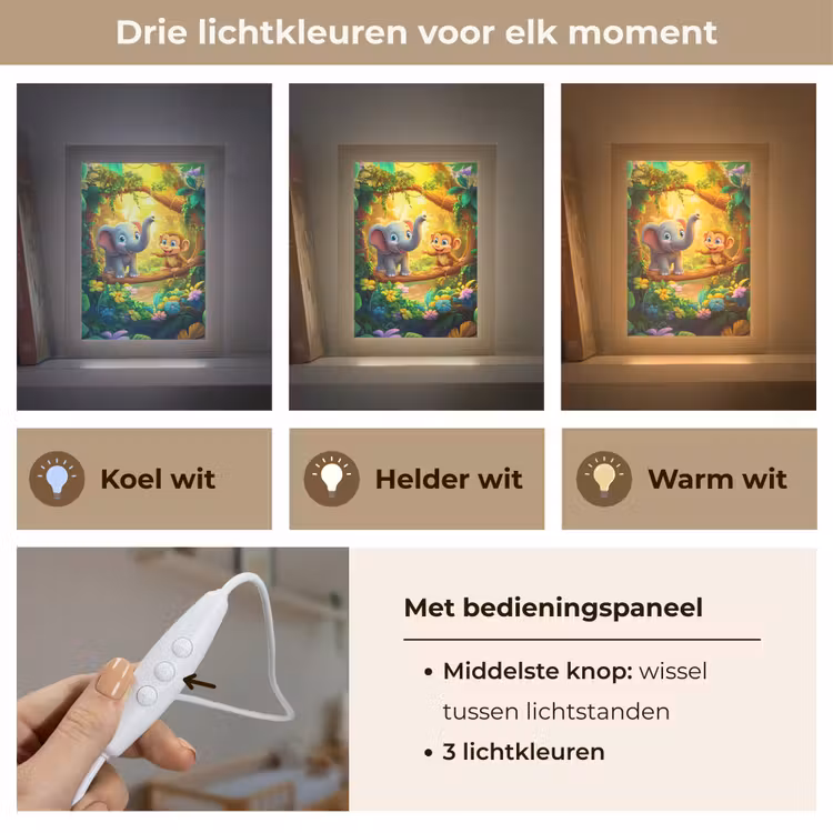 Nachtlampje - Olifant - Appje - Jungle - Kleurrijk — 5