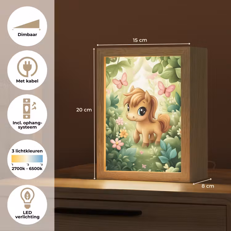 Nachtlampje - Pony - Bruin - Cartoon - Vlinders — 2