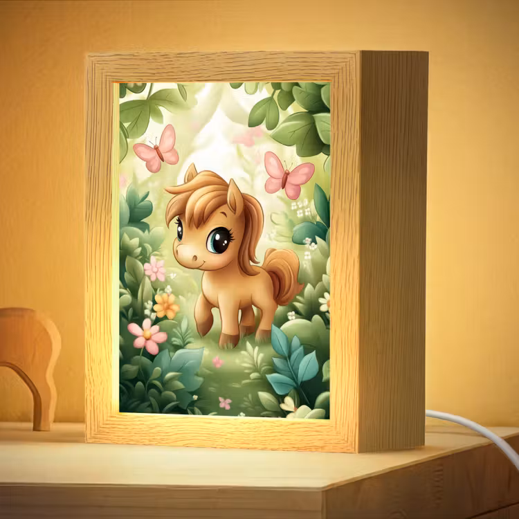 Nachtlampje - Pony - Bruin - Cartoon - Vlinders — 4