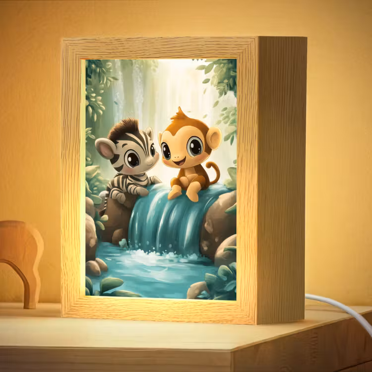 Nachtlampje - Zebra - Aap - Cartoon - Waterval — 4