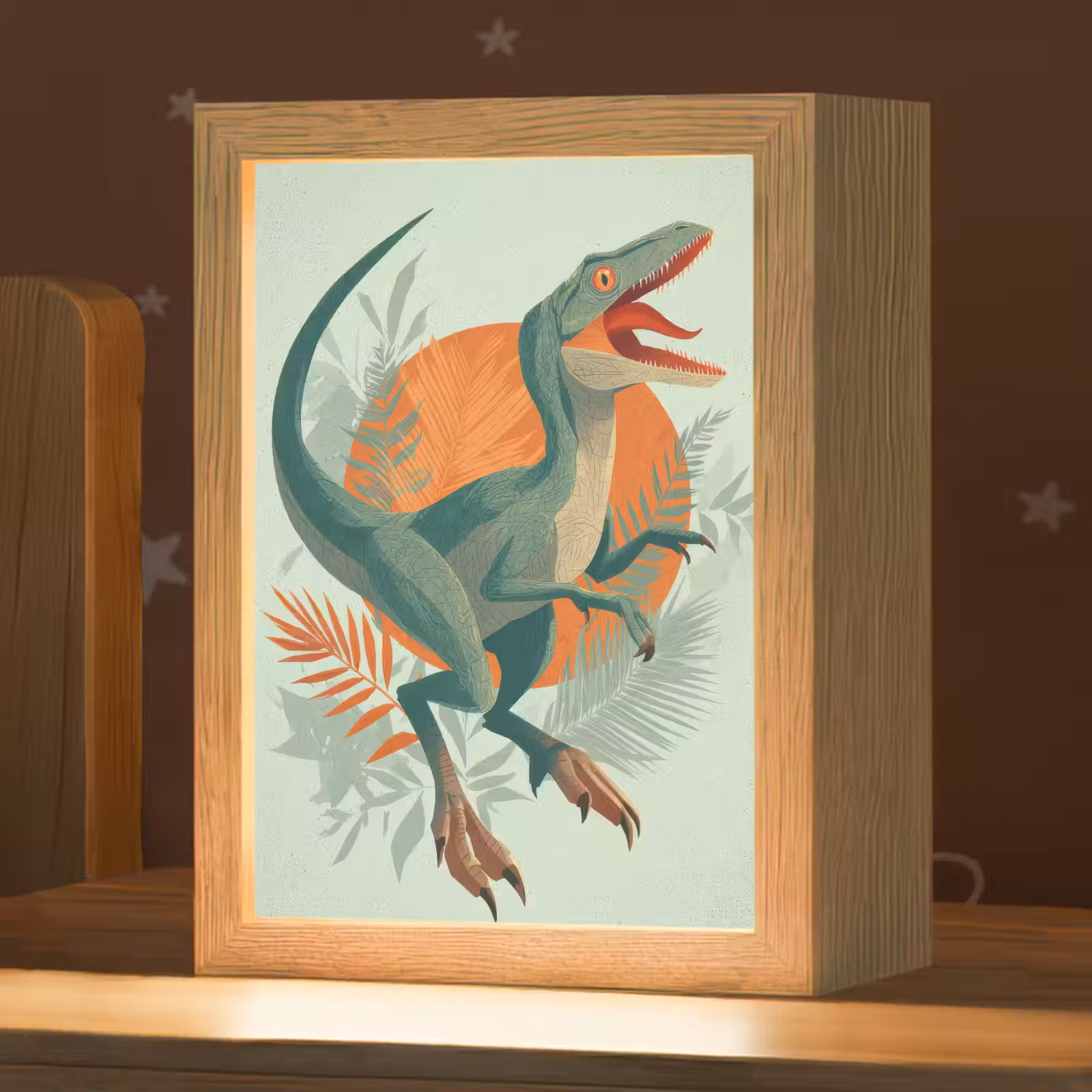Nachtlampje - Dino - Bladeren - Grafisch - Groen — 1