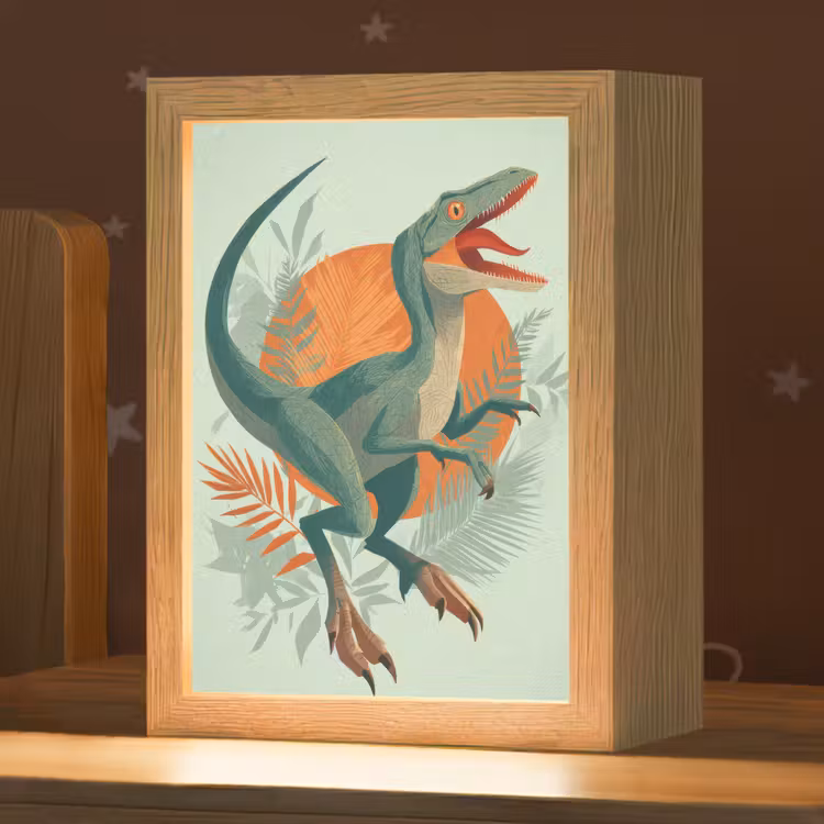 Nachtlampje - Dino - Bladeren - Grafisch - Groen — 1