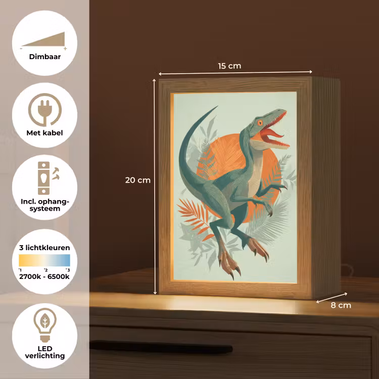 Nachtlampje - Dino - Bladeren - Grafisch - Groen — 2