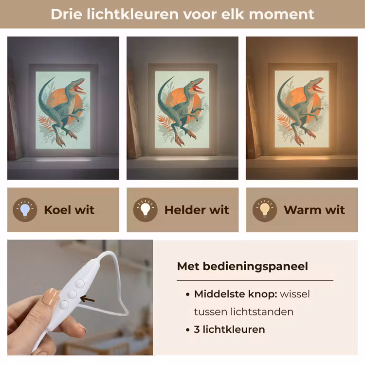 Nachtlampje - Dino - Bladeren - Grafisch - Groen — 5