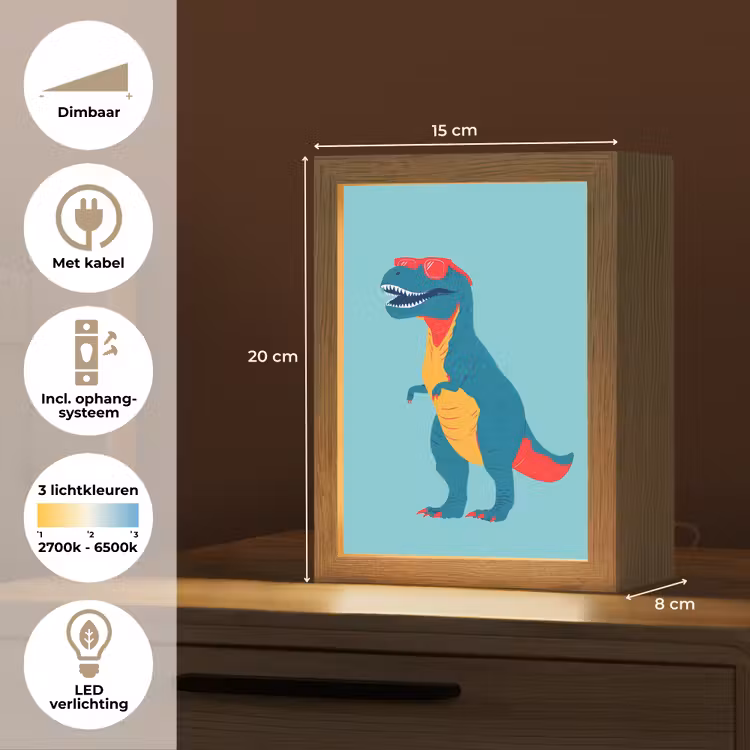 Nachtlampje - Dinosaurus - Blauw - Zonnebril — 2